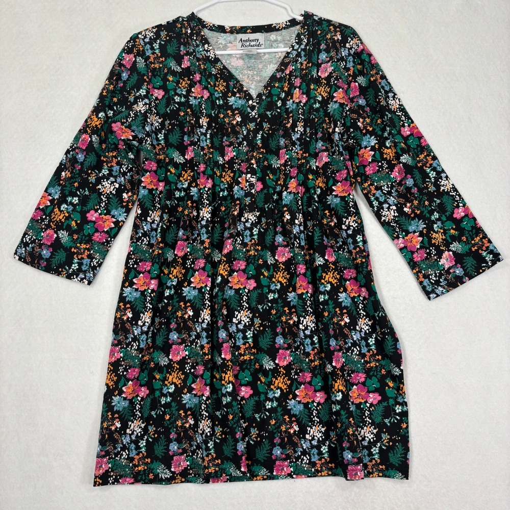Anthony Richards Tunic Top L Floral Cotton Blend Relaxed Cottagecore NWOT